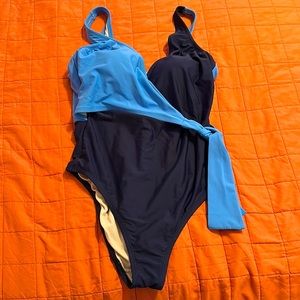 Two-tone blue swimsuit